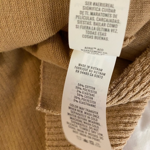 Aerie Tan V-Neck Women's Sweater - Picture 7 of 9